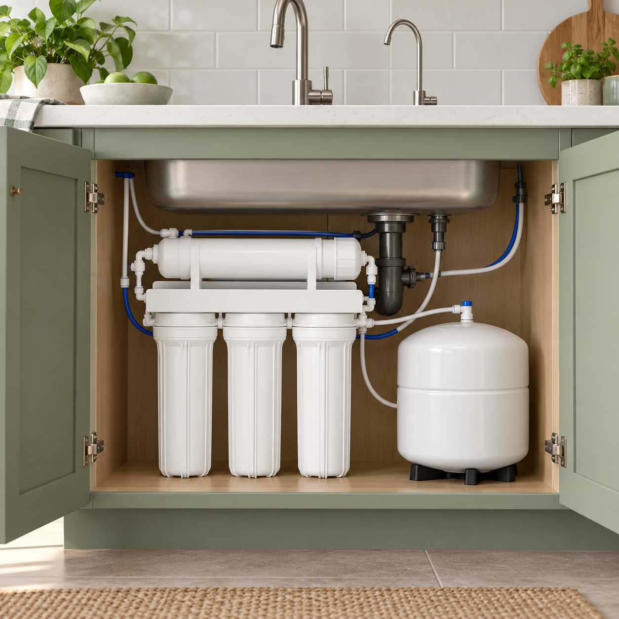 Unbranded reverse osmosis filter system and pressure tank